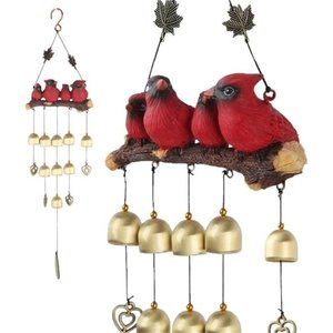 Cardinal Bird Wind Chime, Red Bird Bell Wind Chimes Outdoor Decorations